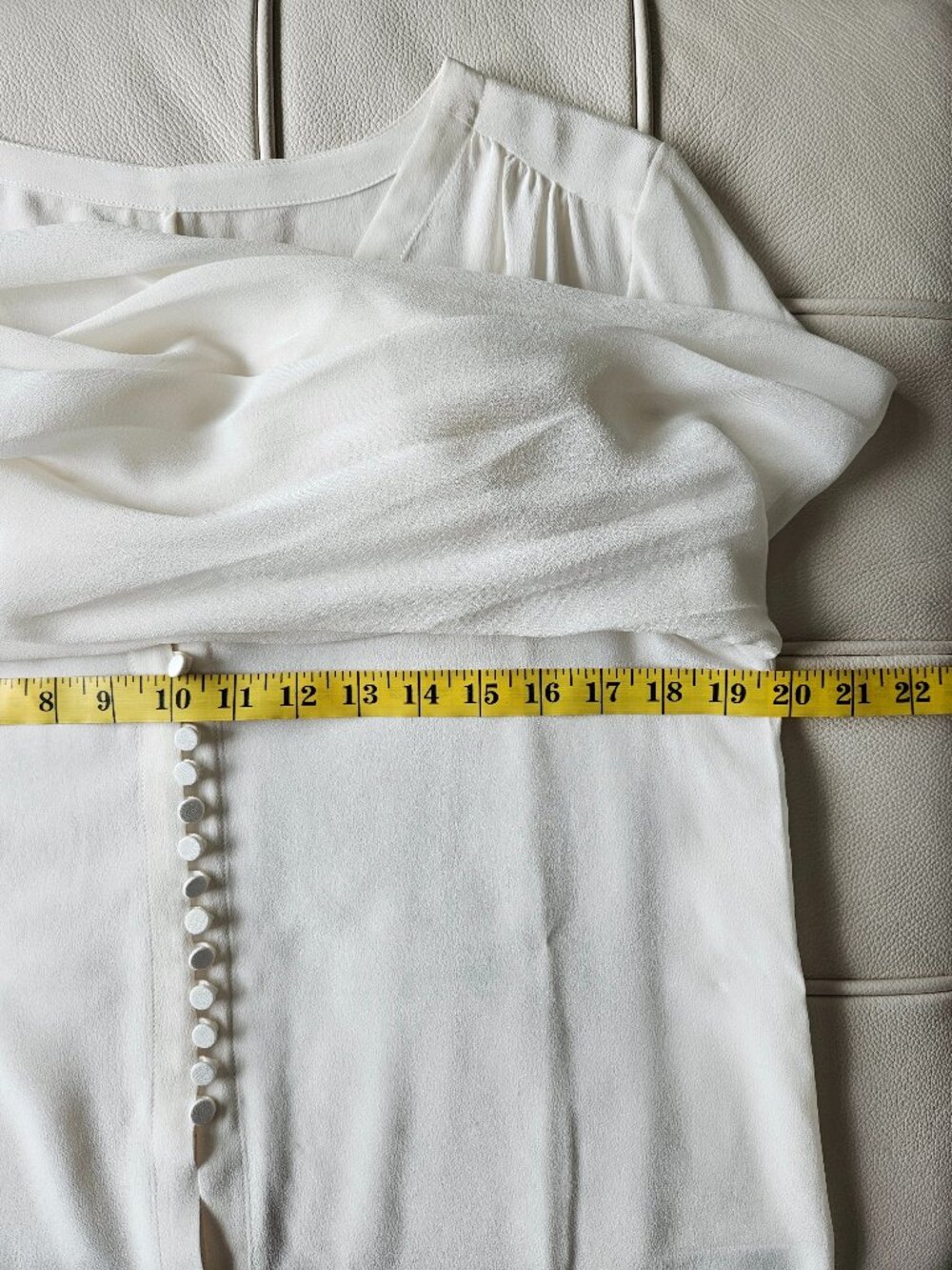 NWOT Ralph Lauren 100% Mulberry Silk V-Neck Button-Up Blouse White - Size S/M - Picture 8 of 12
